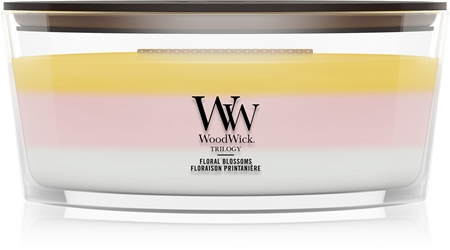 Woodwick Trilogy Floral Blossoms kvapioji žvakė medinė dagtis