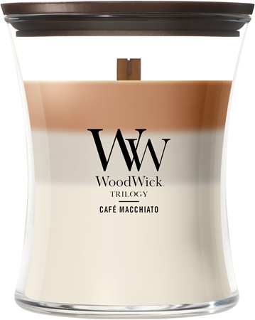 Woodwick Trilogy Café Macchiato αρωματικό κερί με ξύλινο φιτίλι