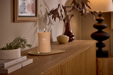 Woodwick Hazelnut Roast Duftkerze mit Holzdocht