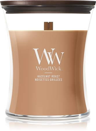 Woodwick Hazelnut Roast Duftkerze mit Holzdocht