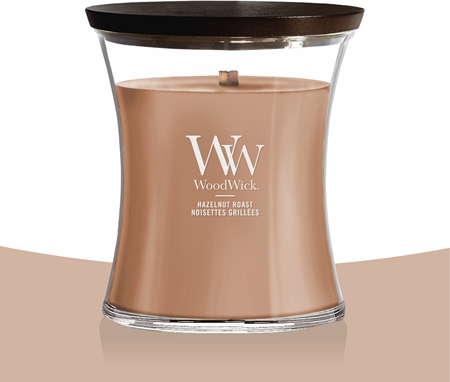 Woodwick Hazelnut Roast Duftkerze mit Holzdocht