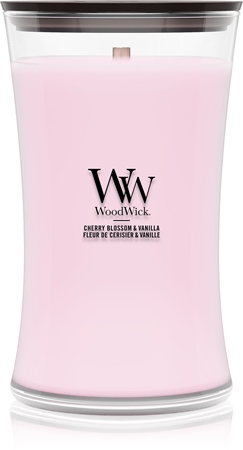 Woodwick Cherry Blossom & Vanilla αρωματικό κερί με ξύλινο φιτίλι