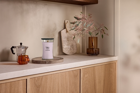 Woodwick Cherry Blossom & Vanilla αρωματικό κερί με ξύλινο φιτίλι