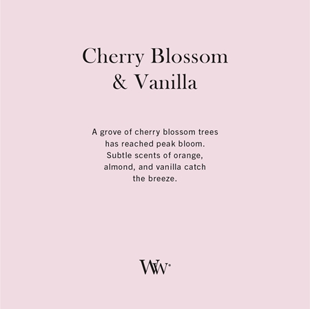 Woodwick Cherry Blossom & Vanilla Duftkerze mit Holzdocht