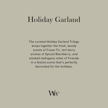Woodwick Trilogy Holiday Garland aроматична свічка з дерев'яним гнітом