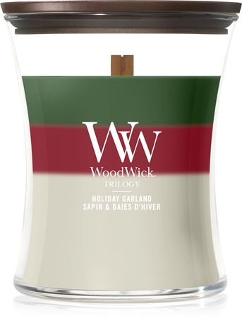 Woodwick Trilogy Holiday Garland Duftkerze mit Holzdocht