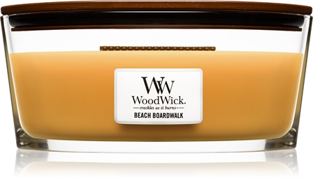 Woodwick Beach Boardwalk lumânare parfumată 453,6 g cu fitil din lemn (Hearthwick)