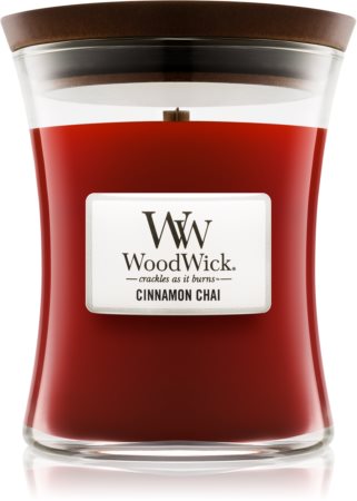 Woodwick Cinnamon Chai świeczka zapachowa z drewnianym knotem