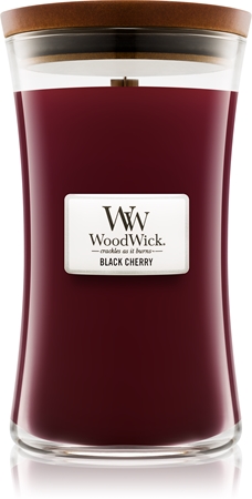 Woodwick Black Cherry świeczka zapachowa z drewnianym knotem