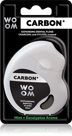 WOOM Carbon+ Dental Floss Vahatatud hambaniit must