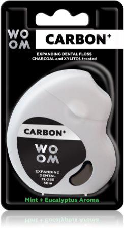 WOOM Carbon+ Dental Floss vaškuotas tarpdančių siūlas juoda