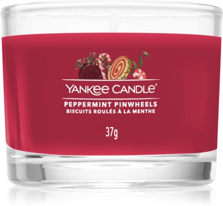 Yankee Candle Peppermint Pinwheels mala mirisna svijeća bez staklene posude I.