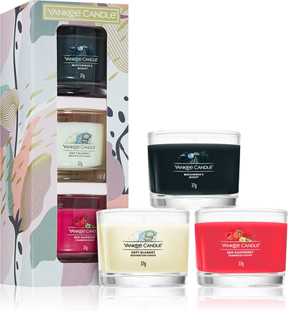Yankee Candle Set Regalo 12 Candeline Profumate + Portacandele - Cosy By The Fire E Winter Glow