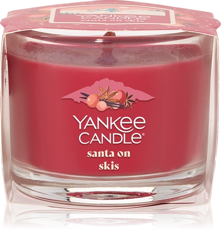 Yankee Candle Santa On Skis votive candle glass