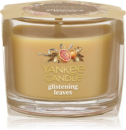 Yankee Candle Glistening Leaves votive candle glass