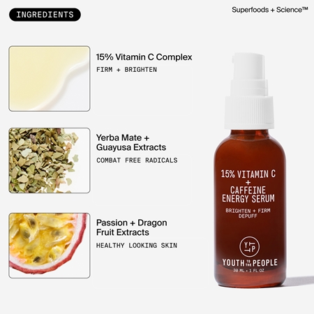 Youth To The People Energy 15% Vitamin C + Caffeine Serum rozjasňující sérum s vitaminem C