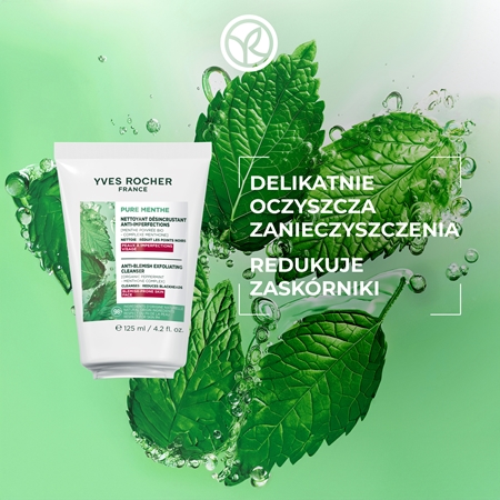 Yves Rocher Pure Menthe delikatny żel oczyszczający z efektem peelingu