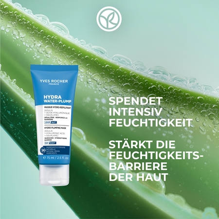 Yves Rocher Hydra Water-Plump feuchtigkeitsspendende straffende Gesichtsmaske tagsüber und nachts
