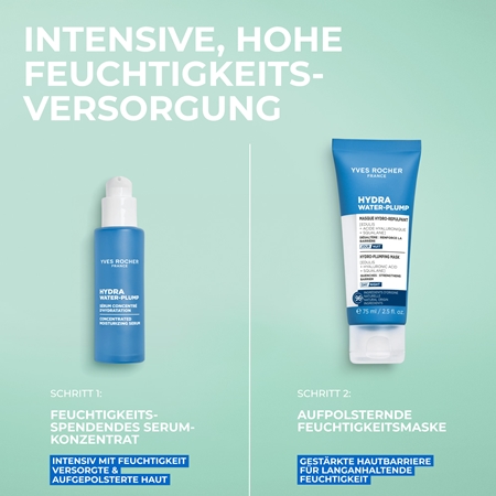 Yves Rocher Hydra Water-Plump feuchtigkeitsspendende straffende Gesichtsmaske tagsüber und nachts