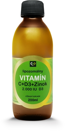 Zdravý svet Lipozomálne vitamíny Vitamín C + Zinok + D3 perorálny roztok na podporu imunitného systému, pre krásne vlasy, pleť a normálny stav zubov