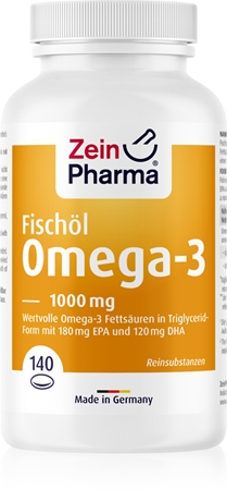 ZeinPharma Omega-3 1000 mg Weichkapseln für eine normale Herz- und Hirnfunktion