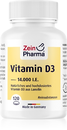 ZeinPharma Vitamin D3 Softgel-Kapseln 14.000 I.E. Kapseln zur Unterstützung des Immunsystems