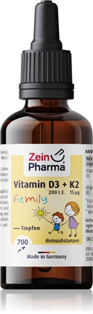 ZeinPharma Vitamin D3 + K2 Family Tropfen Tropfen für gesunde Knochen und Zähne