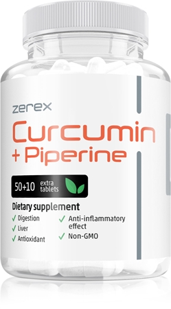 Zerex Kurkumin + Piperin kapsle pro podporu ochrany buněk před oxidativním stresem