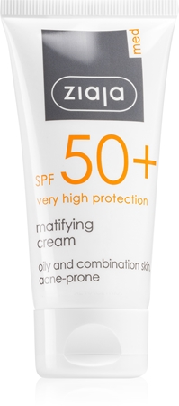 Ziaja Med Protecting UVA + UVB Protetor solar com efeito mate para o rosto. SPF 50+