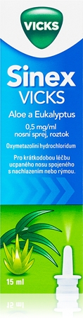 Vicks Sinex Vicks aloe a eukalyptus 0,5 mg/ml nosní sprej, roztok proti ucpanému nosu a rýmě