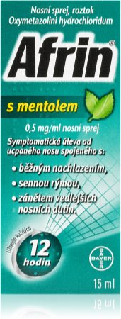 Afrin Nosní sprej s mentolem 0,5mg/ml nosní sprej, roztok na léčbu rýmy a onemocnění nosních dutin