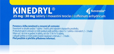Kinedryl Kinedryl 25 mg/30 mg tablety tlumí pocity na zvracení a nevolnost
