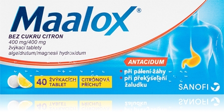 Maalox Maalox bez cukru - citron Kautabletten zur Linderung von Sodbrennen