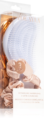 Zoë Ayla Detangling Hairbrush & 3 Satin Scrunchies Set (für das Haar)