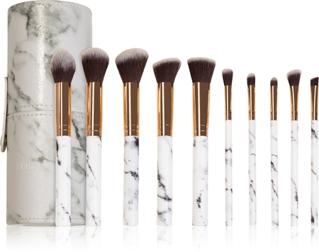 Zoë Ayla Makeup Brush Set Marble 10 Piece Make-up Brush Set with Pouch