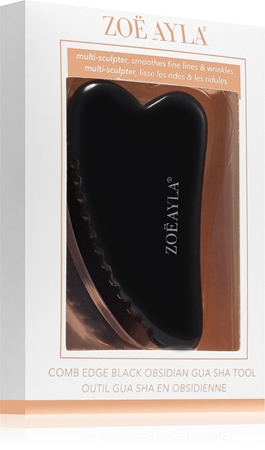 Zoë Ayla Comb Edge Black Obsidian Gua Sha Tool Massageværktøj til ansigt
