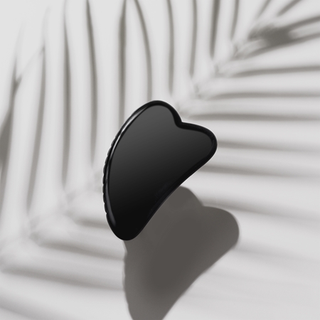 Zoë Ayla Comb Edge Black Obsidian Gua Sha Tool Massageværktøj til ansigt