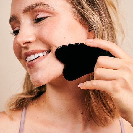 Zoë Ayla Comb Edge Black Obsidian Gua Sha Tool Massageværktøj til ansigt