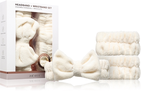 Zoë Ayla Headband & Wristband Set set van make-up remover en spa haarband