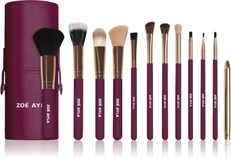 Zoë Ayla 12 Piece Makeup Brush Set Dark Plum Pinselset mit Etui