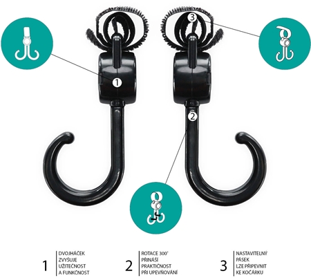 Zopa Double Stroller Hook dvojitý háček na kočárek