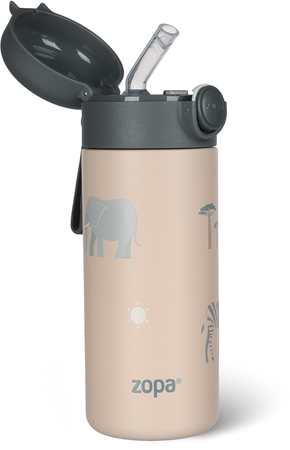 Zopa Thermo Bottle with Silicone Holder and Drinking Spout thermos with straw