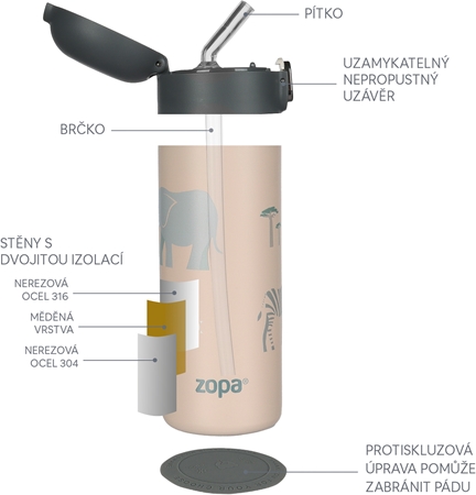 Zopa Thermo Bottle with Drinking Spout termos cu pai