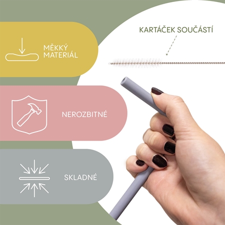 Zopa Silicone Straw silikonové brčko + kartáč