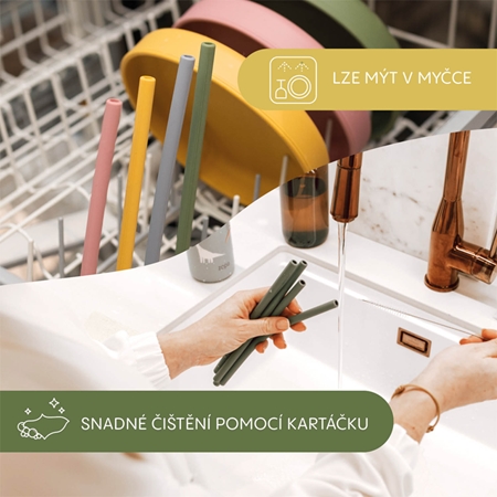 Zopa Silicone Straw silikónová rúrka + kefa