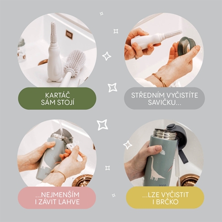 Zopa Silicone Baby Bottle Brush 3in1 kartáč na čištění 3 v 1