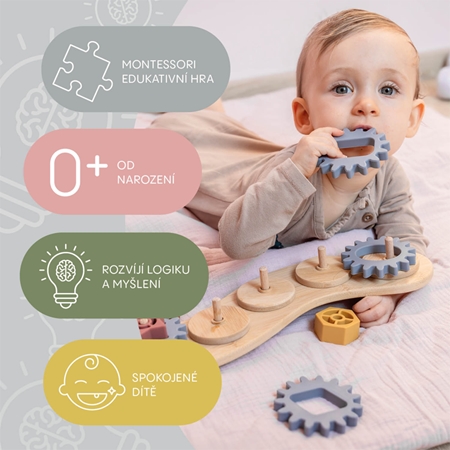 Zopa Silicone Bamboo Puzzle Cog Wheels aktivity hračka