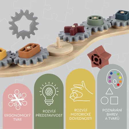 Zopa Silicone Bamboo Puzzle Cog Wheels aktivity hračka