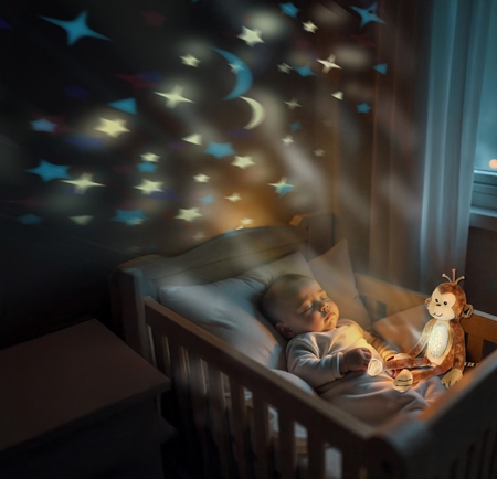 Zopa Plush Sleepy Toy with Projector and Melodies Monkey projektor s melodií