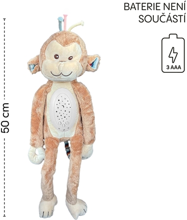 Zopa Plush Sleepy Toy with Projector and Melodies Monkey projektor s melodií
